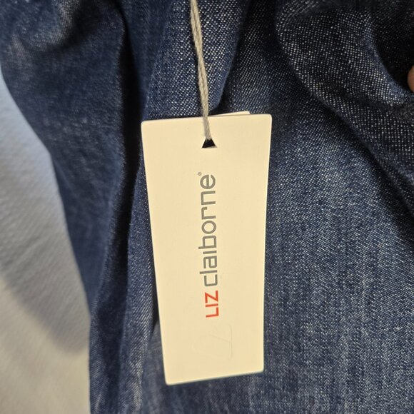 Liz Claiborne Women's Size L Long Sleeve Button Up V-Neck Denim Tunic Top NWT - Picture 11 of 11